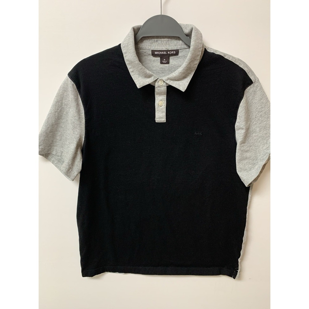 Michael Kors Men's Black M Polo Shirt Logo Button Collared Short Sleeve